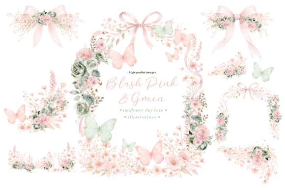 Download Blush Pink &amp; Sage Wildflowers Clipart, - Flower Collection