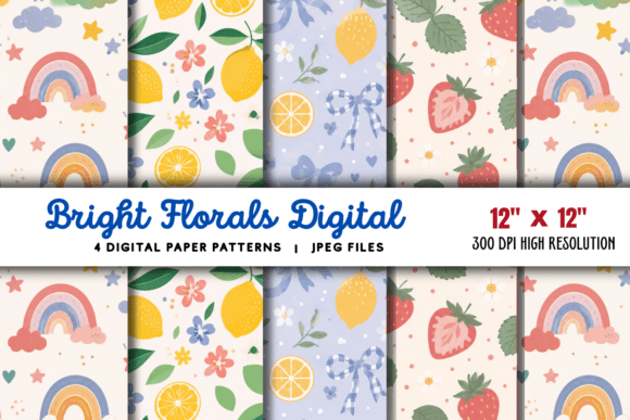 Download Bright Florals Digital Paper Flowers - Flower Collection