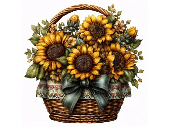 Download 10 JPG Sunflower Basket Floral Set - Flower Collection