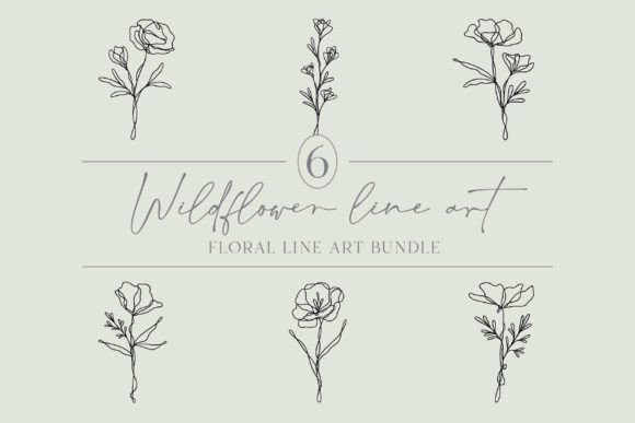 Download Flower Line Art Bundle | Floral Graphics - Flower Collection