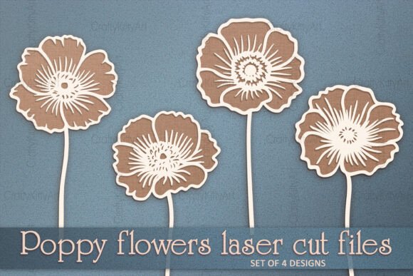 Download 3D Poppy Flowers SVG Paper Laser Cutting - Flower Collection