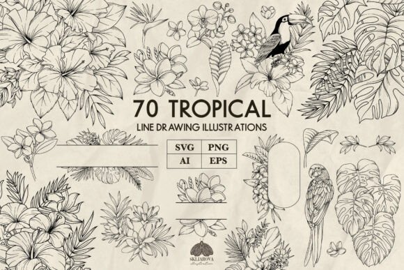 Download Tropical Plants and Flowers Svg - Flower Collection