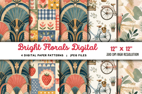 Download Bright Florals Digital Paper Flowers - Flower Collection