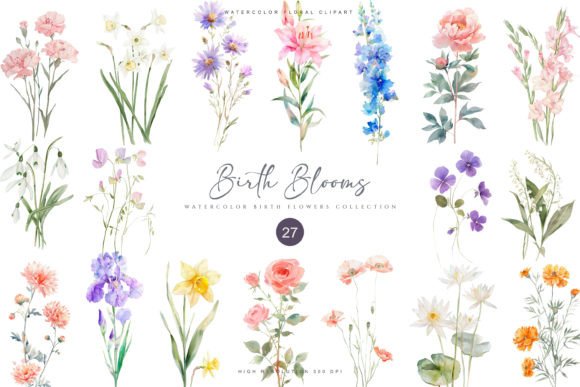 Download Watercolor Birth Flowers Collection - Flower Collection