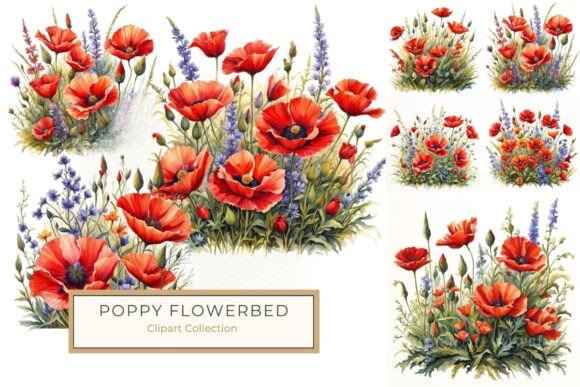 Download Watercolor Red Poppy and Wildflowers PNG - Flower Collection