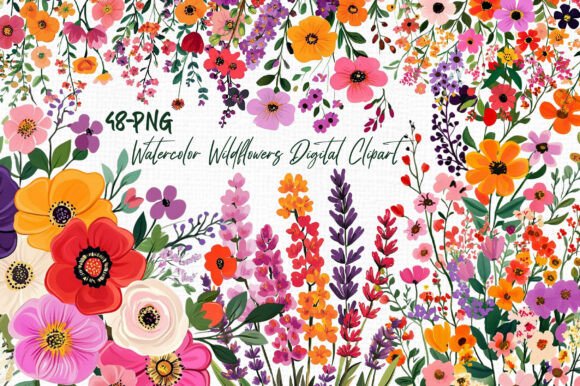 Download Watercolor Wildflowers Digital Clipart - Flower Collection
