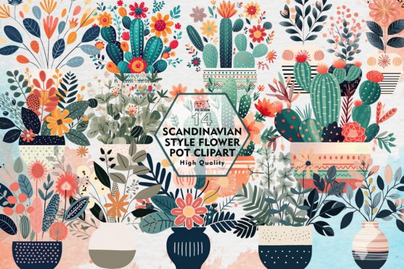 Download Scandinavian Style Flower Pot Clipart - Flower Collection