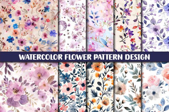 Download Watercolor Flower Pattern Design - Flower Collection