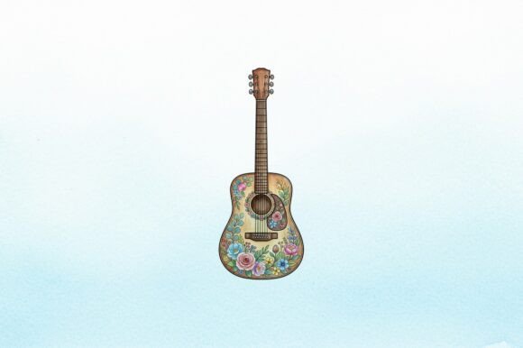 Download Floral Guitar with Flower Motifs - Flower Collection