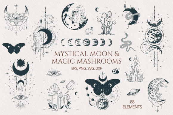 Download Mystical Moon &amp; Magic Mushrooms Set - Mystical Collection