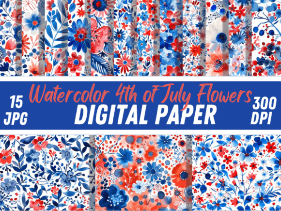 Download Watercolor 4th of July Flower Pattern - Flower Collection