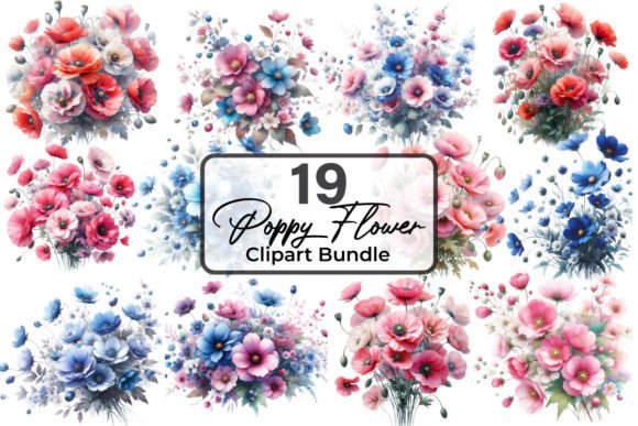 Download Watercolor Poppy Flowers Clipart Bundle - Flower Collection