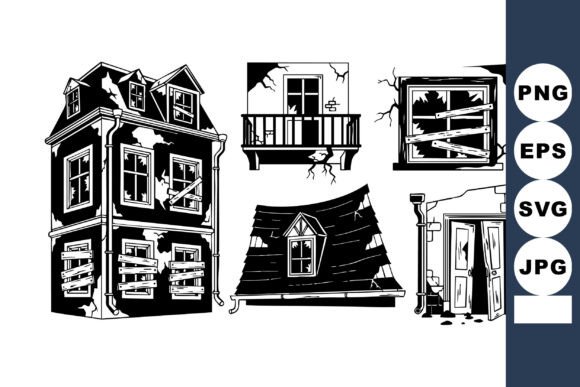Download Monochrome Haunted House Vector Set - Haunted house vector Collection