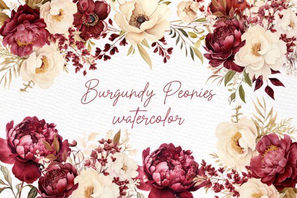 Download Burgundy Flowers Clipart Watercolor Png - Flower Collection