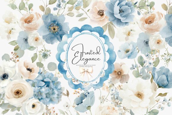 Download Watercolor Blue Flowers Clipart Set - Flower Collection