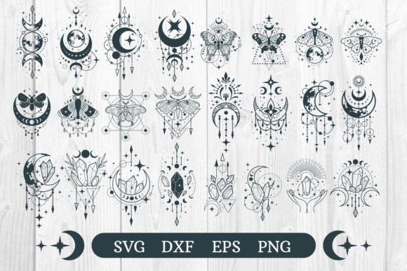 Download Crystal, Moon, Butterfly Mystical Svg - Mystical Collection