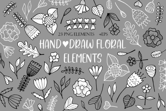 Download Hand-draw Floral Elements Doodle Flowers - Flower Collection