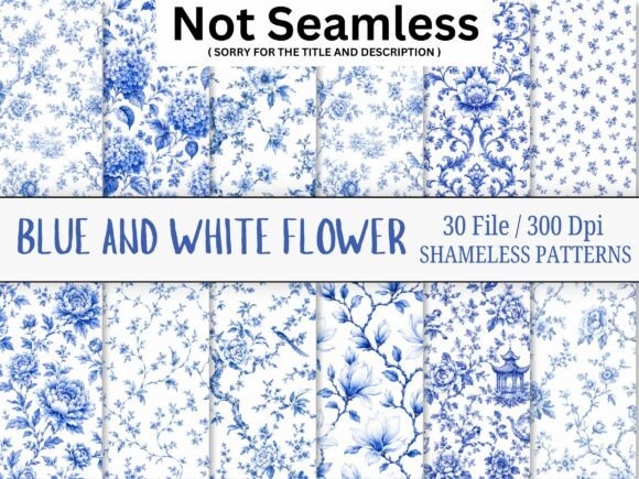 Download Blue and White Watercolor Flower Pattern - Flower Collection