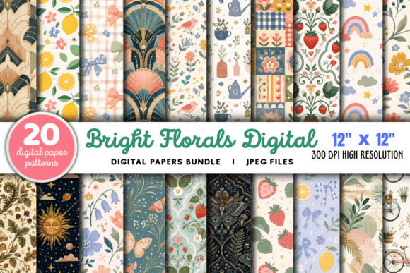 Download Bright Florals Digital Paper Flowers - Flower Collection