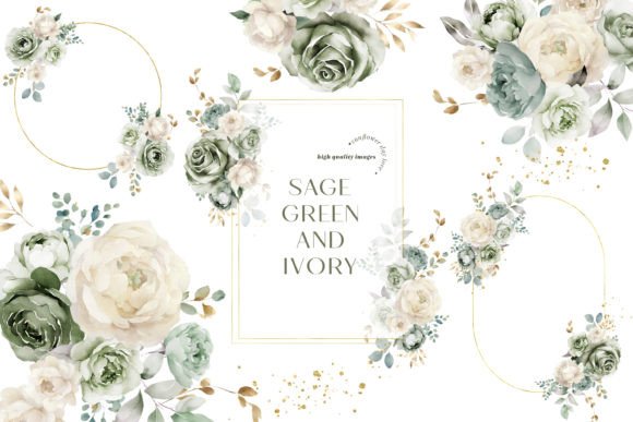 Download Sage Green &amp; Ivory Flowers Clipart - Flower Collection