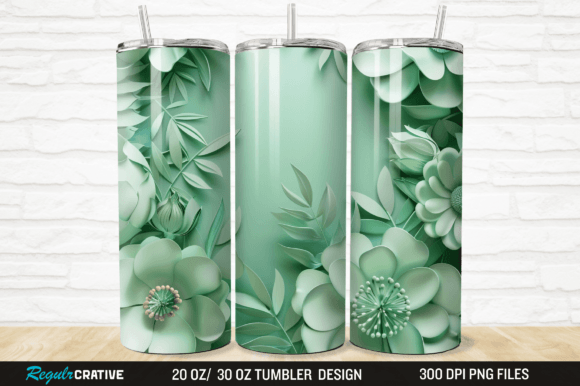 Download 3D Green Flower Floral Decor Tumbler PNG - Flower Collection