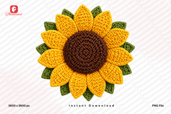 Download Faux Yarn Crochet Sunflower PNG - Flower Collection