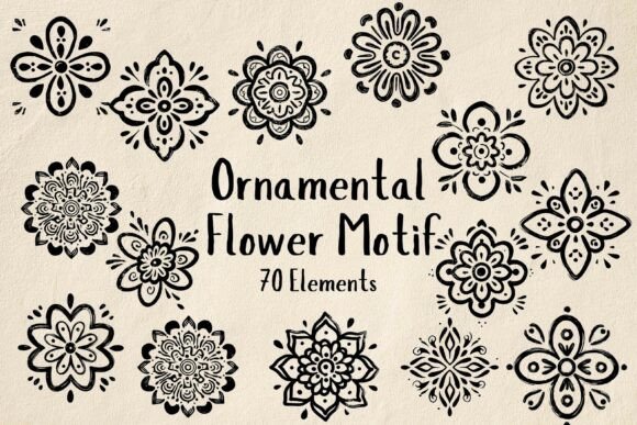 Download 70 Elegant SVG Ornamental Flower Motifs - Flower Collection